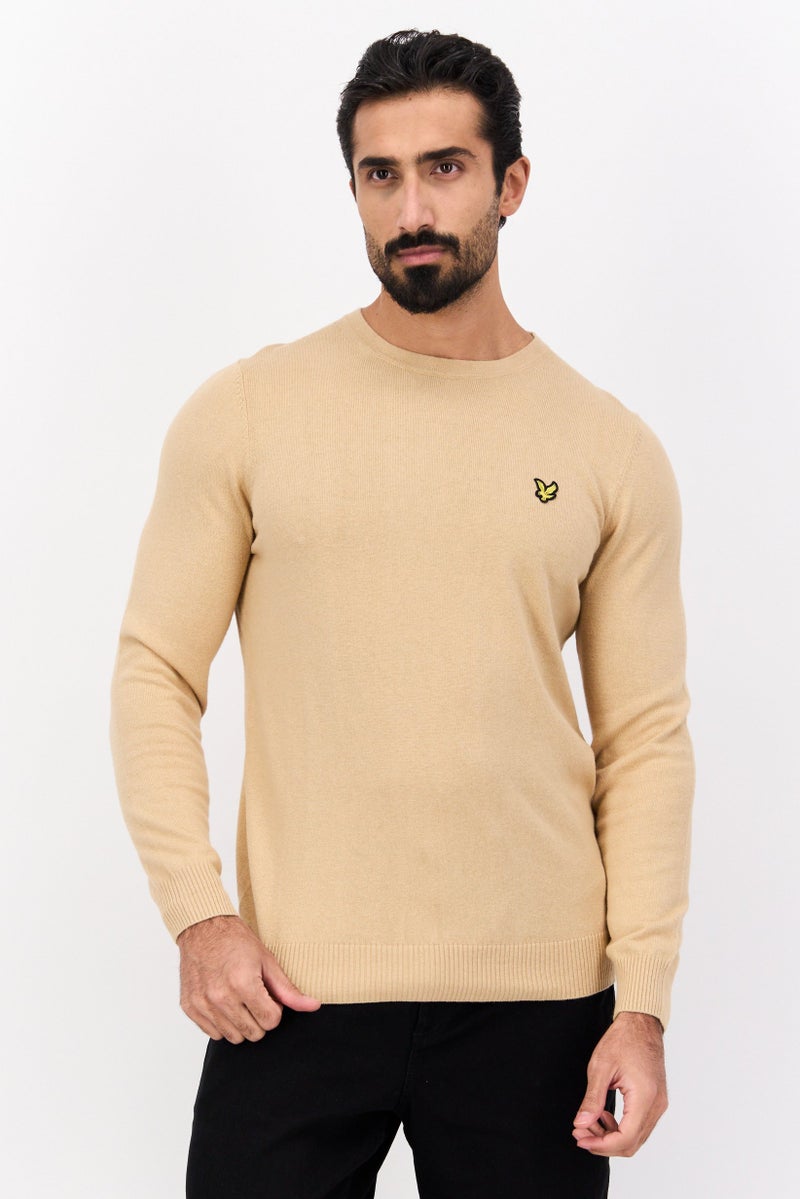 Lyle & Scott Men Crew Neck Knitted Long Sleeves Sweater, Tan  - Image 1