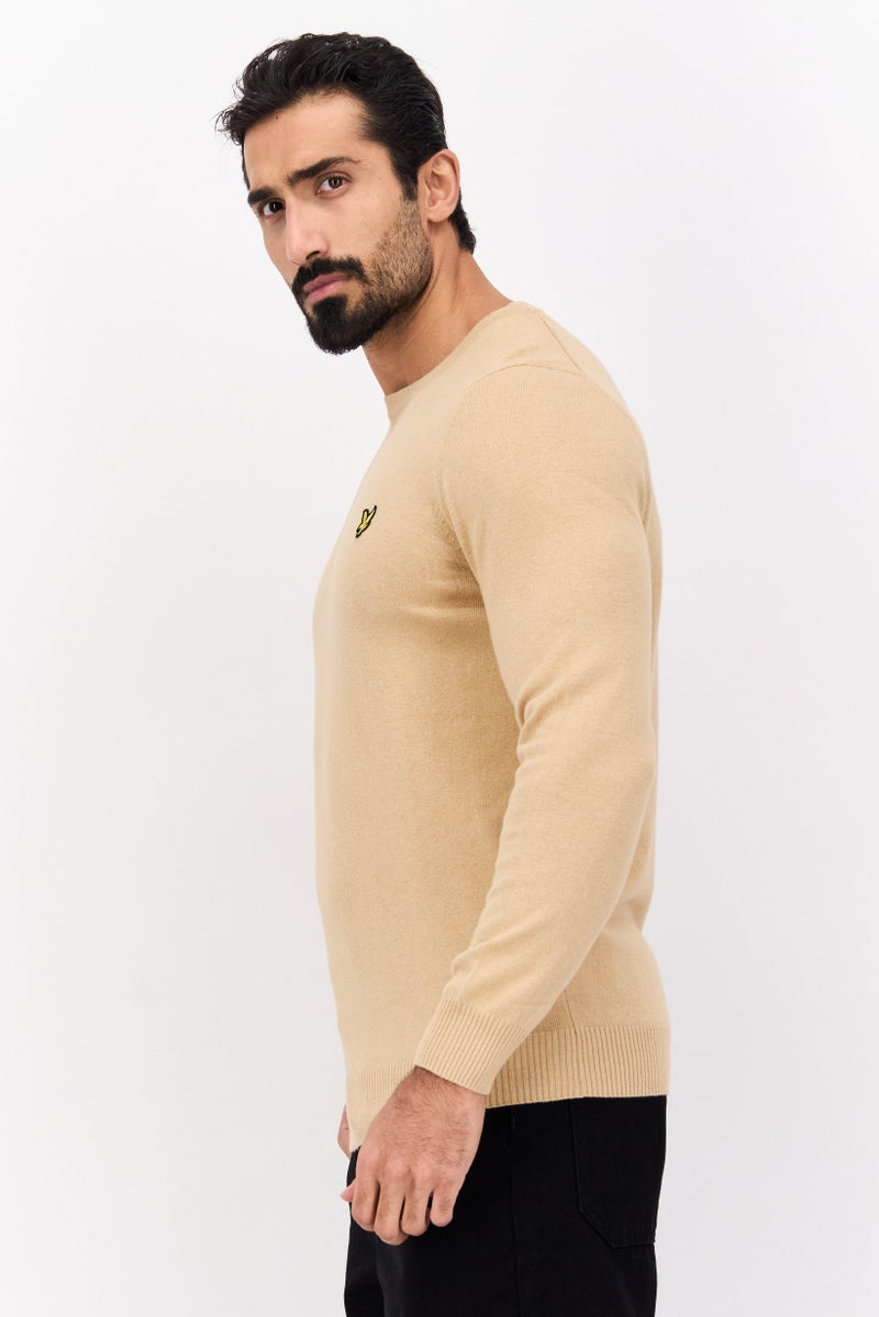 Lyle & Scott Men Crew Neck Knitted Long Sleeves Sweater, Tan  - Image 2
