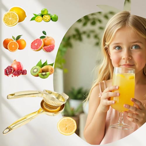 Agirlvct Lemon Squeezer, Heavy Duty Zinc Alloy Manual Citrus Juicer Hand Press,High Yield Threaded Groove Small Oranges Limes Juicer, Juice Maker for Cocktails Home Restaurant Kitchen Utensils(Gold) - Image 4