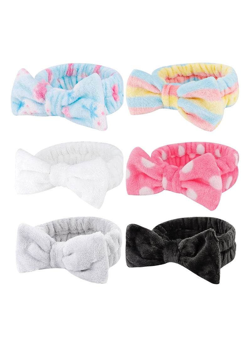 ORiTi 6 Pcs Spa Headband, Bow Hair Band, Hair Band for Washing Face, Makeup Headband, Headband for Washing Face, Skincare Headbands - Image 1