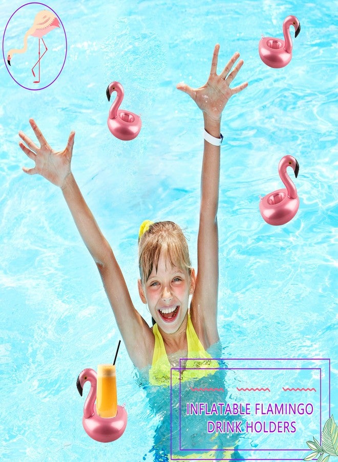 Sonarun 48 Pack Inflatable Flamingo Drink Holder Cute Blow Up Flamingo Cup Holder Coaster Reusable Flamingo Drink Float Inflate for Summer Water Toy Beach Pool Party Favor - Image 5