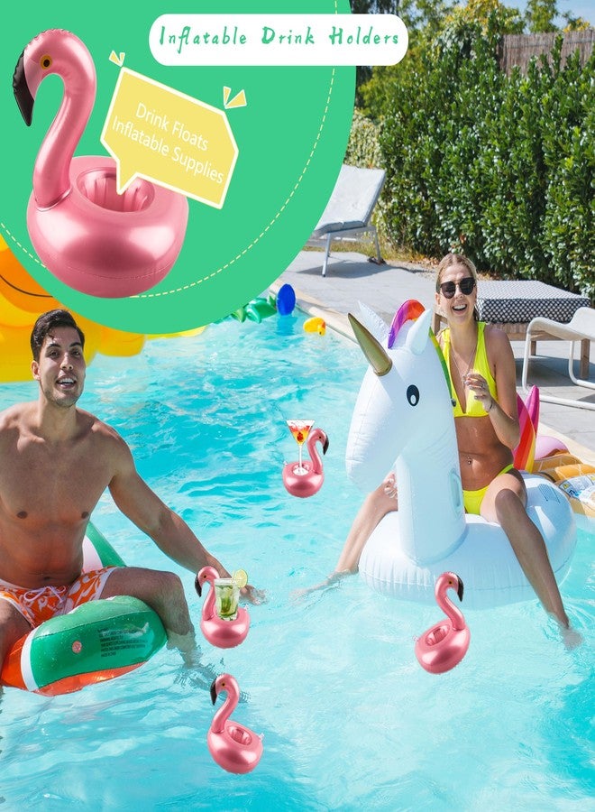 Sonarun 48 Pack Inflatable Flamingo Drink Holder Cute Blow Up Flamingo Cup Holder Coaster Reusable Flamingo Drink Float Inflate for Summer Water Toy Beach Pool Party Favor - Image 3