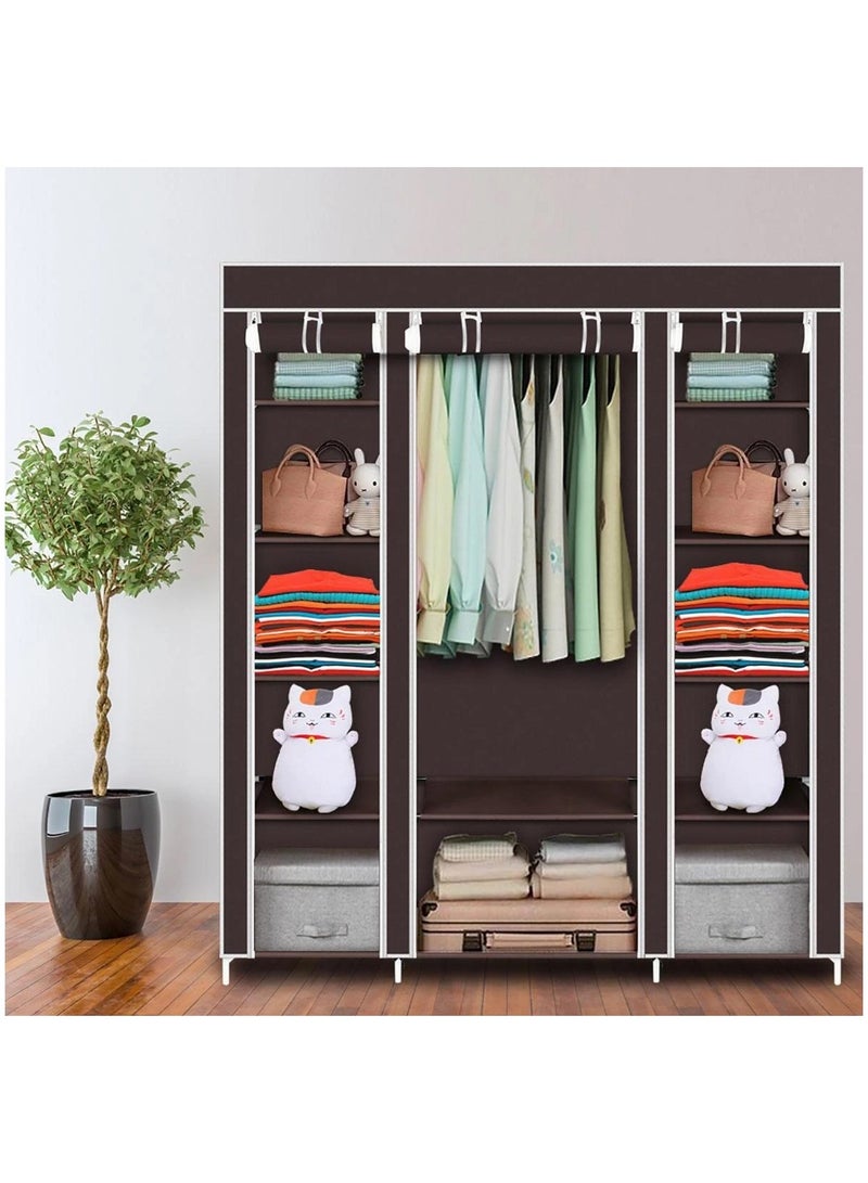 أصلي ب د خزانة ملابس محمولة (دولاب ملابس) لتنظيم وتخزين الملابس مع خزانة ملابس من القماش غير المنسوج، قوية ومتينة للغاية وسريعة وسهلة التجميع من اسول بي دي (بني) - Image 2