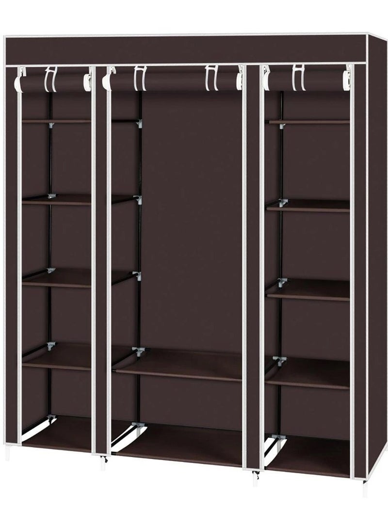 أصلي ب د خزانة ملابس محمولة (دولاب ملابس) لتنظيم وتخزين الملابس مع خزانة ملابس من القماش غير المنسوج، قوية ومتينة للغاية وسريعة وسهلة التجميع من اسول بي دي (بني) - Image 4