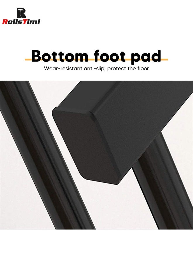 RollsTimi  - Double Rod Clothing Garment Rack with Bottom Shelves,for Boxes Shoes Boots, Clothes Hanging Rack, Metal Clothes Organizer, Black - Image 1