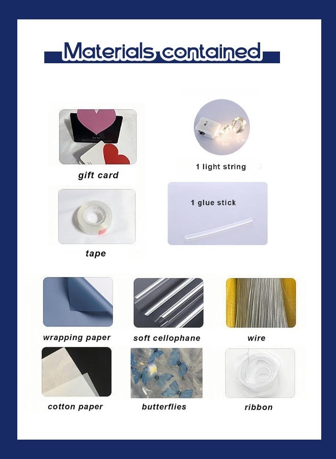 أضواء سلسلة LED، باقات الفراشات، باقات مضاءة، زهور DIY، باقات مصنوعة يدويًا، DIY مصنوعة يدويًا - Image 5