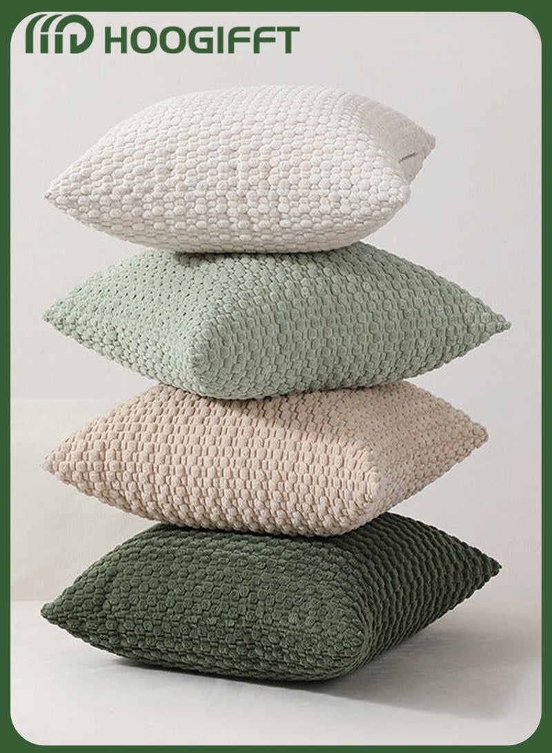 هوغيفت طقم أغطية وسائد 4 قطع مقاس 45×45 سم مخمل هولندي مع سحاب مخفي – أغطية مخدات مربعة ديكور للكنب وغرفة المعيشة والمجلس وغرفة النوم - Image 4