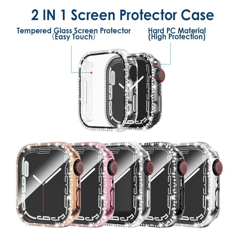 Simpeak 5 Pack Bling Screen Protector Case Compatible with Apple Watch 38mm 42mm 40mm 44mm 41mm 45mm 46mm, Protector Case Replacement for iWatch Series 10 9 8 7 6 5 4 3 2 1 Ultra 1 2 (41mm) - Image 4