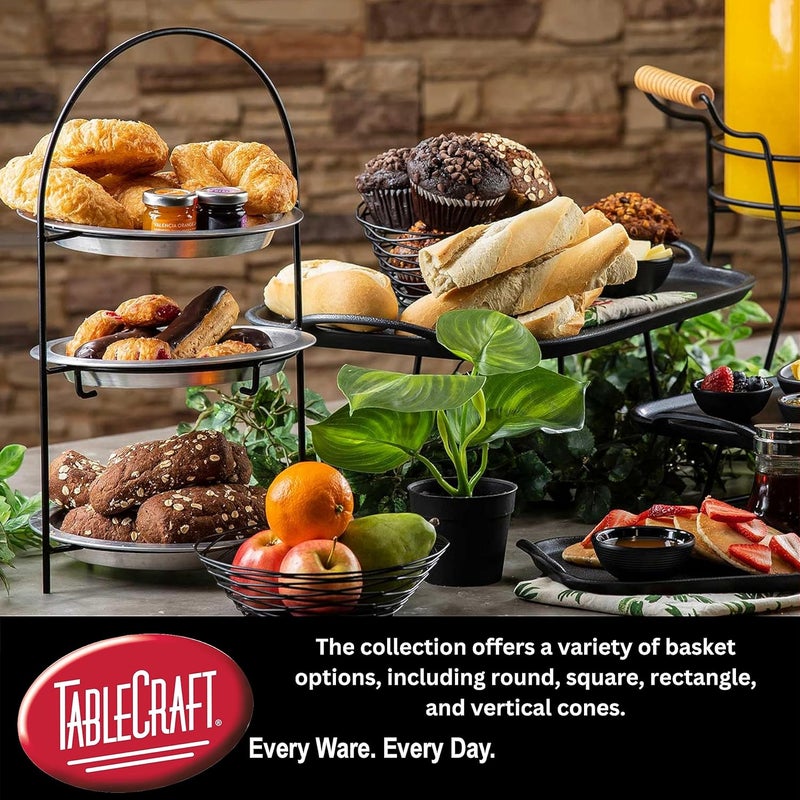 Tablecraft BK17212, Rectangular Basket, 12.25" x 9.25" x 3.25", Black Metal, Artisan Collection, Powder Coated for Durability, Versatile Design for Bread, Bagels, Pastries, and Decorative Use - Image 3