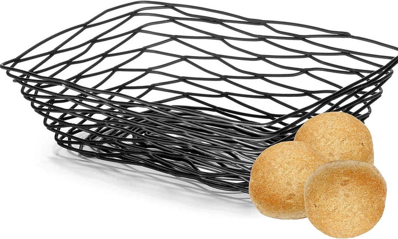 Tablecraft BK17212, Rectangular Basket, 12.25" x 9.25" x 3.25", Black Metal, Artisan Collection, Powder Coated for Durability, Versatile Design for Bread, Bagels, Pastries, and Decorative Use - Image 1