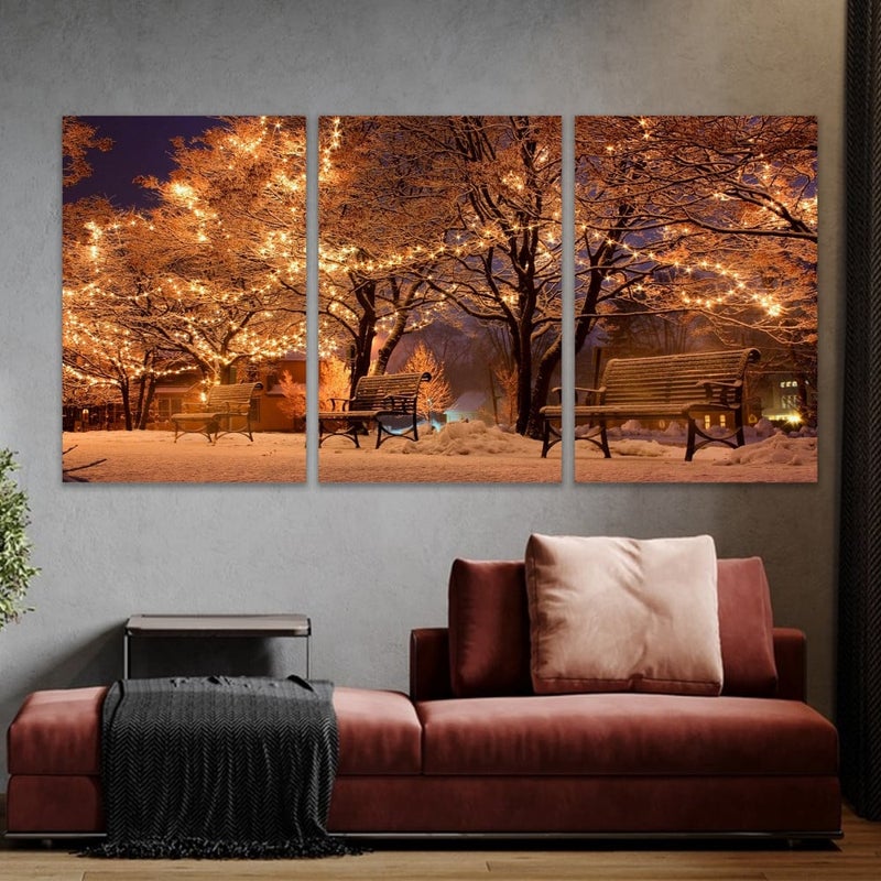 Marktna Three luxurious modern canvas prints with a hollow frame, measuring (90×40), three pieces - Image 1