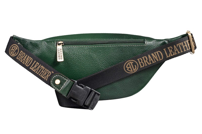 BRAND LEATHER Stylish Genuine Leather Waist Bag Elegant Style Travel Pouch Passport Holder with Adjustable Strap for Multipurpose Use (Green) - Image 3