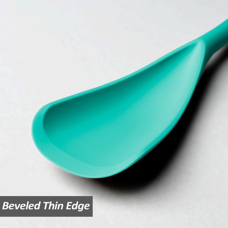 XiaoZu Silicone Spatula Spoon, Great for Both Cooking and Serving Durable BPA-Free Matte Black Silicone, Seamless Design, Safe for Nonstick Cooking Surfaces, 2-Pcs, Teal - Image 4