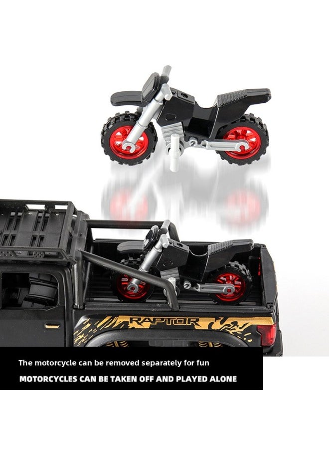 null - Large Fu Raptor Special Alloy Car Model Off-road Vehicle Pickup Truck Boy Child Simulation Car Toy Truck-Color:1:32 Bugatti Fire Meteor Blue - Image 1