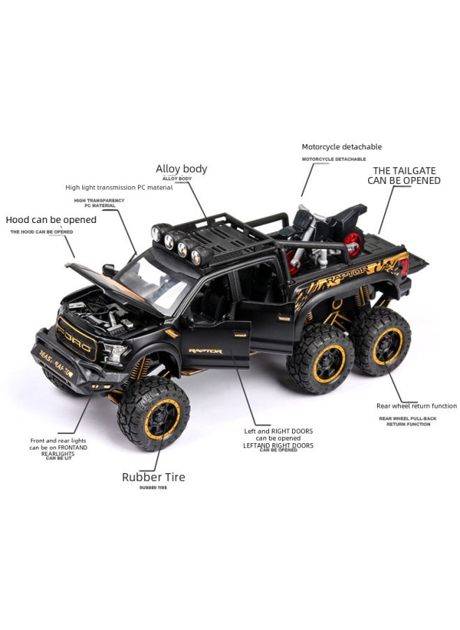 null - Large Fu Raptor Special Alloy Car Model Off-road Vehicle Pickup Truck Boy Child Simulation Car Toy Truck-Color:1:32 Bugatti Fire Meteor Blue - Image 1