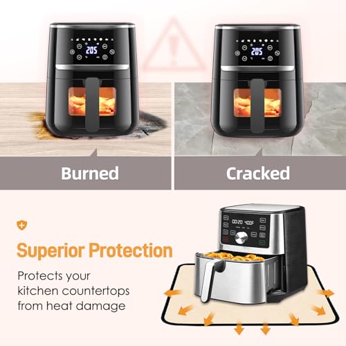 Amerbro Heat Resistant Mats for Countertop - Fireproof 15x18 in Heat Resistant Mats for Air Fryer - Kitchen Countertop Protector for Air Fryer, Coffee Maker, Stand Mixer, Toaster, Oven 2PCS - Khaki - Image 3