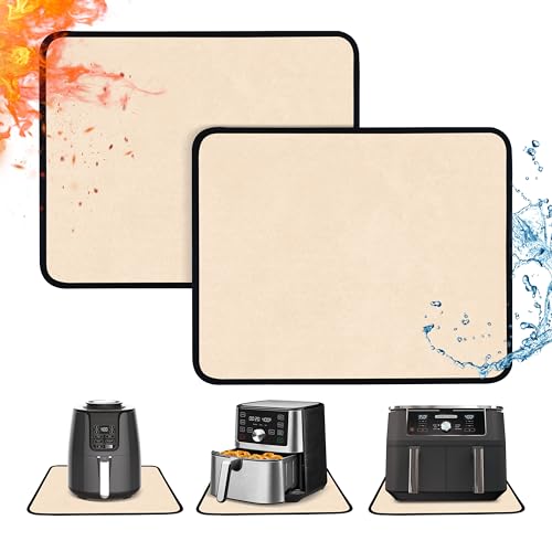 Amerbro Heat Resistant Mats for Countertop - Fireproof 15x18 in Heat Resistant Mats for Air Fryer - Kitchen Countertop Protector for Air Fryer, Coffee Maker, Stand Mixer, Toaster, Oven 2PCS - Khaki - Image 1