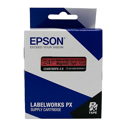 LABELWORKS Epson LABELWORKS 224MTBRPX-4.9 Genuine Magnetic Tape Cartridge - Black on Red Magnet Label Maker Tape - 1" (24MM) Wide, 4.9 ft, Red - Image 3