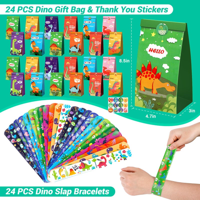 INNOCHEER Dinosaur Party Favors, Dinosaur Birthday Decorations 24 Pack Dinosaur Party Supplies Dinosaur Party Decorations, Dinosaur Goodie Bags for Birthday Party Favors for Kids 3-5 4-8 8-12 Dino - Image 3