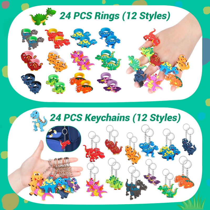 INNOCHEER Dinosaur Party Favors, Dinosaur Birthday Decorations 24 Pack Dinosaur Party Supplies Dinosaur Party Decorations, Dinosaur Goodie Bags for Birthday Party Favors for Kids 3-5 4-8 8-12 Dino - Image 4
