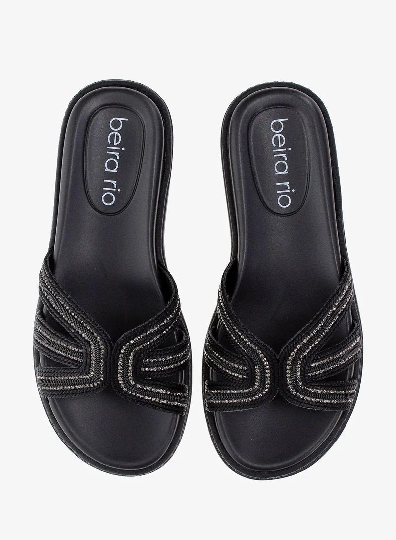 Beira Rio Black Beira Rio Women’s Flat Summer Footwear – Lightweight Slip-On Comfort with Stylish Casual Design for Women | Best Price UAE