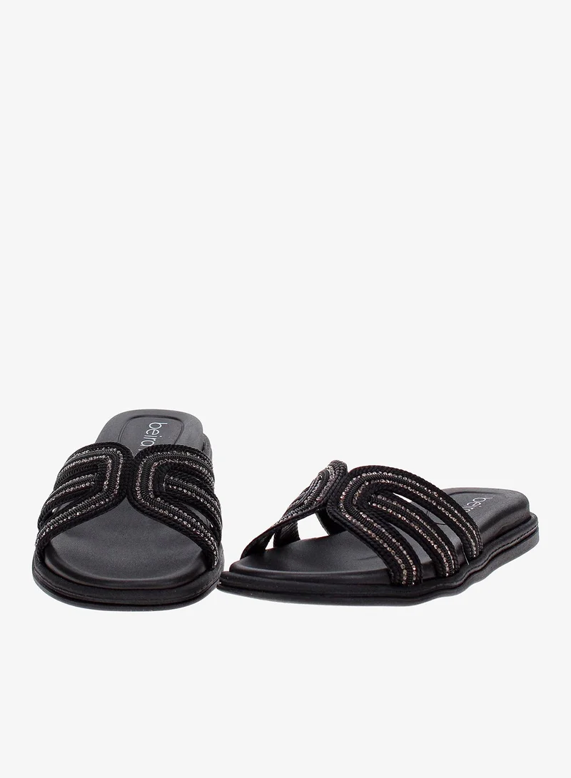 Beira Rio Black Beira Rio Women’s Flat Summer Footwear – Lightweight Slip-On Comfort with Stylish Casual Design for Women | Best Price UAE