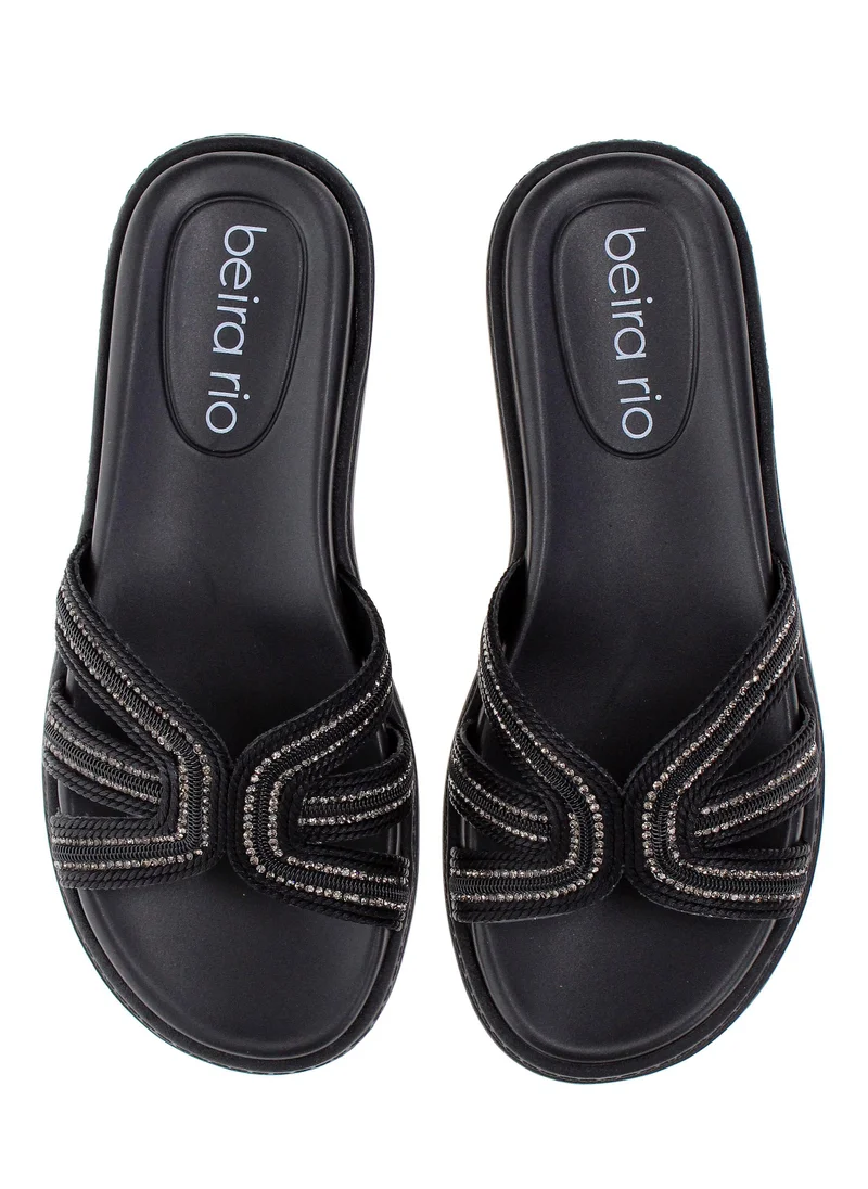 Beira Rio Black Beira Rio Women’s Flat Summer Footwear – Lightweight Slip-On Comfort with Stylish Casual Design for Women | Best Price UAE