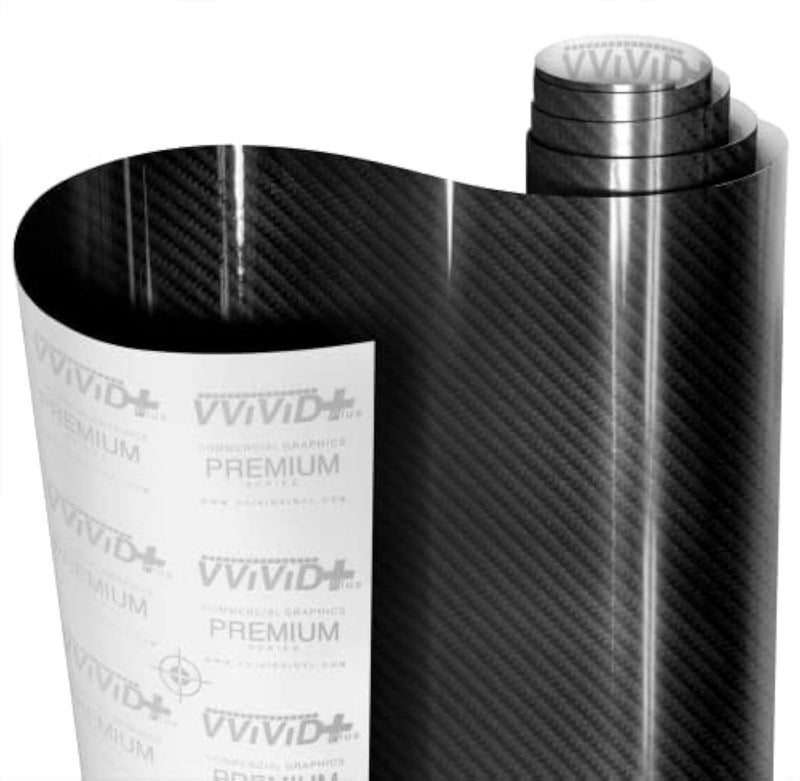 VVIVID أسود لامع كربون فايبر 3 طبقات 3D مظهر كربون فايبر واقي فينيل 12 قدم × 5 قدم