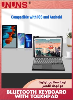 UNUNS Bluetooth Keyboard With Touchpad,Rechargeable Portable Wireless Keyboard Compatible iOS Android Windows,Touch Keyboard For iPad Pro/Air/Mini,iPhone,Samsung Galaxy,Tablet -Black 10inch  - Image 2