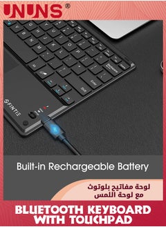 UNUNS Bluetooth Keyboard With Touchpad,Rechargeable Portable Wireless Keyboard Compatible iOS Android Windows,Touch Keyboard For iPad Pro/Air/Mini,iPhone,Samsung Galaxy,Tablet -Black 10inch  - Image 5