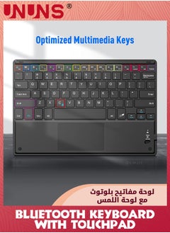 UNUNS Bluetooth Keyboard With Touchpad,Rechargeable Portable Wireless Keyboard Compatible iOS Android Windows,Touch Keyboard For iPad Pro/Air/Mini,iPhone,Samsung Galaxy,Tablet -Black 10inch  - Image 4