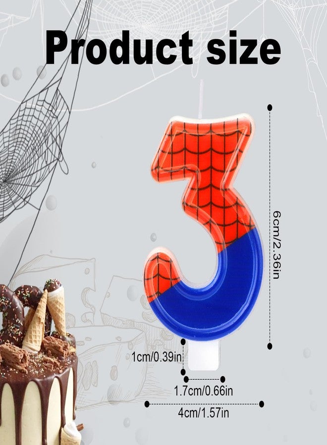 XIHIRCD Spider Themed Birthday Candles, Spider Web Candles Number Candle Cake Topper Candle Birthday Cake Candles Birthday Cake Decorations for Boy Birthday Party Halloween Party Supplies(3) - Image 2