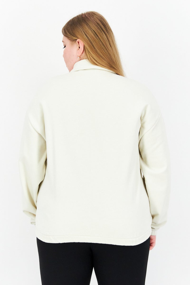 Lyle & Scott Women Spread Collar Embroidered Logo Sweatshirt, Pillow White - Image 4