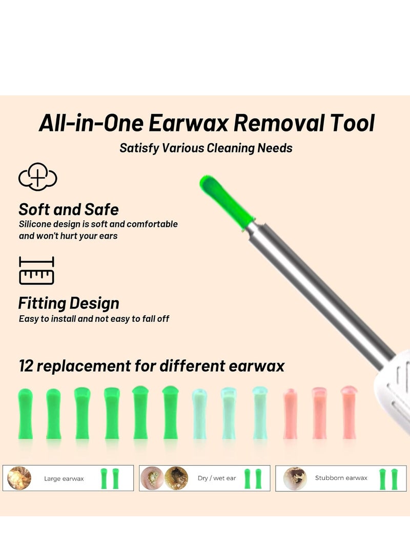 Generic Ear Wax Removal Tool - Wireless Ear Cleaner Kit with 1080 HD Camera and Storage Case, Rechargeable Earwax Remover with 12 Ear Picks, Ear Wax Removal Kit with 8 Replacement Tips (White)  - Image 4