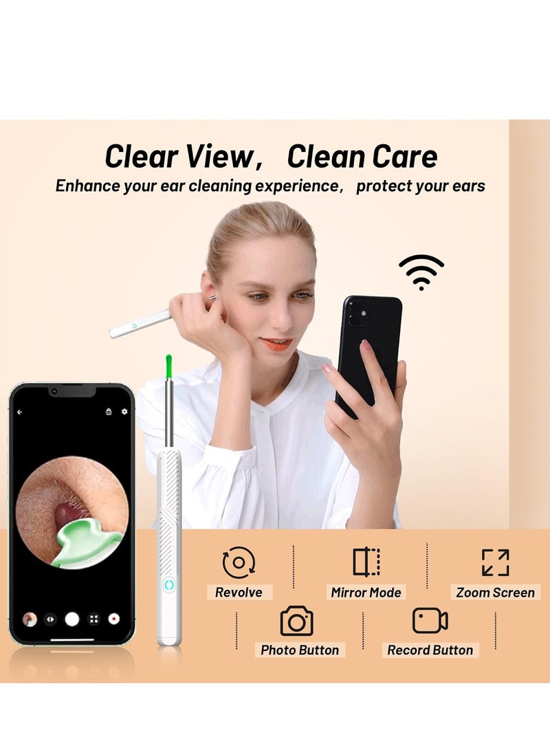 Generic Ear Wax Removal Tool - Wireless Ear Cleaner Kit with 1080 HD Camera and Storage Case, Rechargeable Earwax Remover with 12 Ear Picks, Ear Wax Removal Kit with 8 Replacement Tips (White)  - Image 5