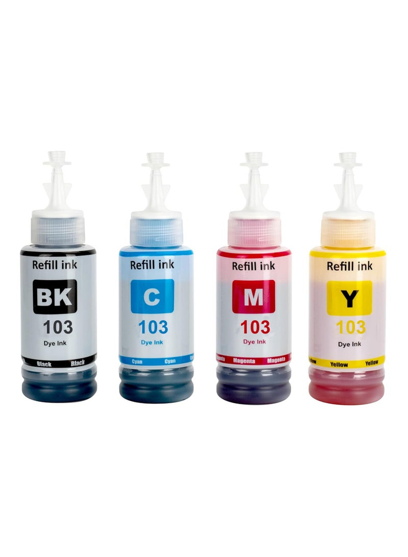 Printer Ink 103 for Combo Set 4-Pack Black Cyan Magenta Yellow - Image 1