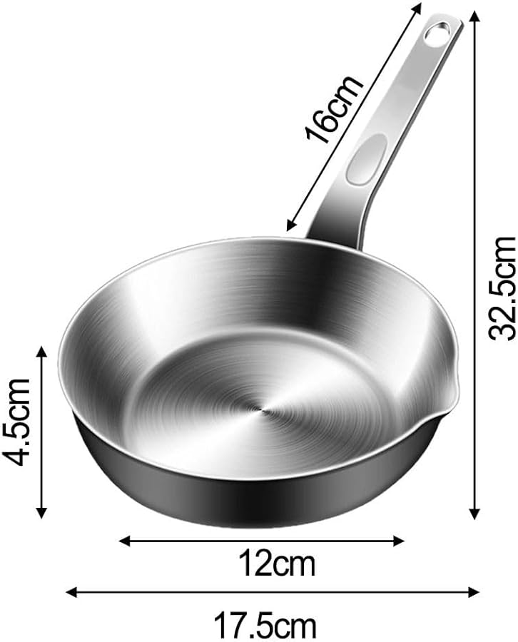 مقلاة بيض صغيرة من الفولاذ المقاوم للصدأ 316 مع فتحة صب، مقلاة أومليت صغيرة مقاس L متوافقة مع الحث - Image 3