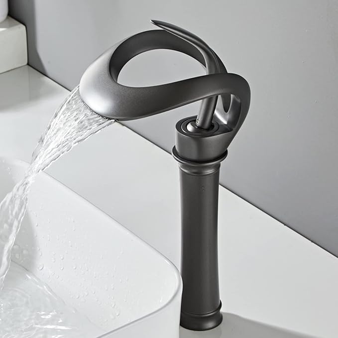 Brikipth Brikipth Waterfall Antique Single Lever Basin Mixer Tap with Provision for Hot and Cold Water Table Top Brass Centre Hole Basin Mixer for Bathroom Wash Basin Perfect for Hot Cold Water Both - Image 5