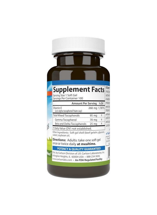 Carlson E جيمز بلس 400 وحدة دولية (268 ملغ) فيتامين E من مصدر طبيعي للصحة المثلى 100 كبسولة لينة - Image 3