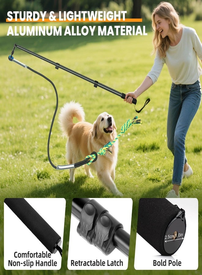 Ycozy Flirt Pole for Dogs Heavy Duty Interactive Toys Tug of War with Detachable 3 Replacement Rope Toys for Chase and Outdoor Exercise & Training for Small Medium Large Dogs (Pole - 40.6") - Image 4