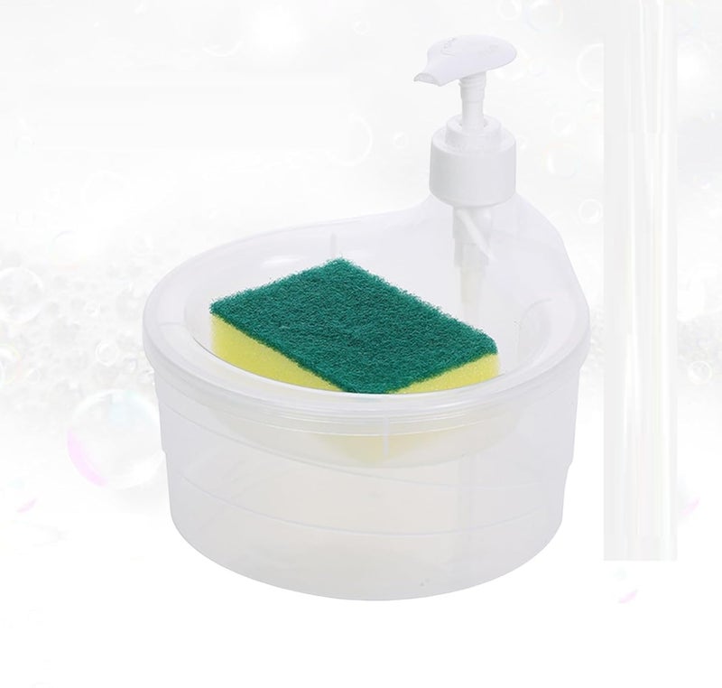 COOFANDY Double Layer 2 in 1 Liquid soap Dispenser with Pump and Sponge, Compact Liquid Pump Bottle, Multifunctional Dish Washing Container - Image 2