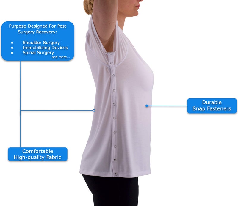 RENOVA MEDICAL WEAR Post Shoulder Surgery Shirt - Men's - Women's - Unisex Sizing White - Image 3