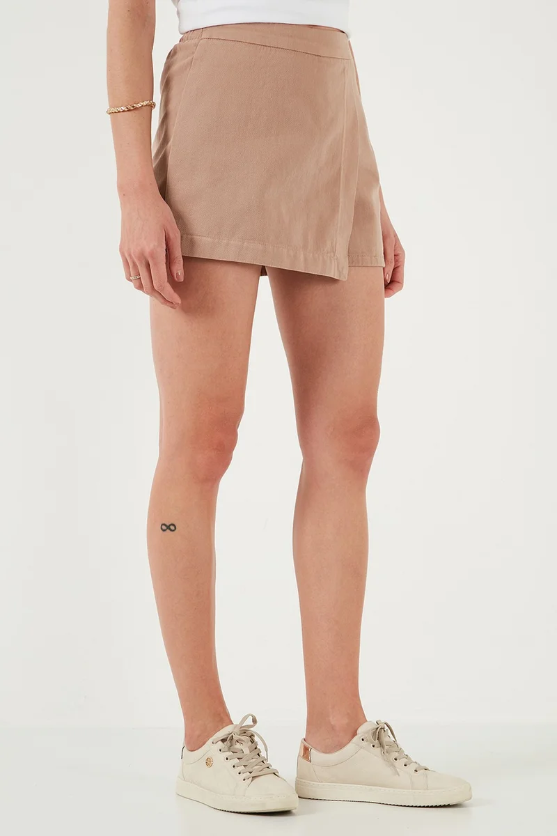ليلا Cotton Zippered Asymmetrical Mini Shorts Skirt Women's SHORTS SKIRT 668YP4411