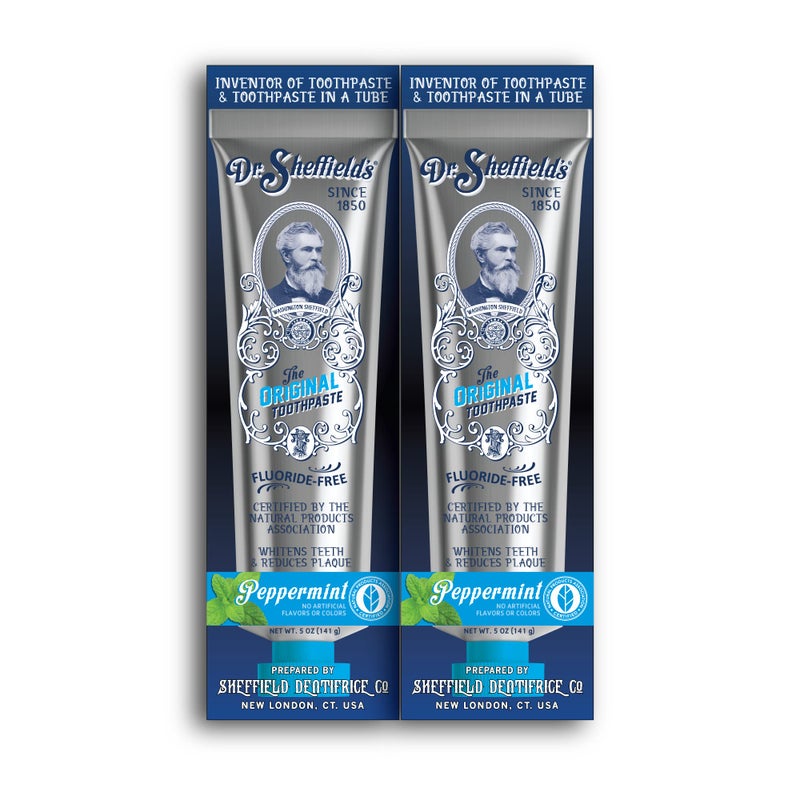 Dr. Sheffield's Dr. Sheffieldâ€™s Certified Natural Toothpaste (Peppermint) - Great Tasting, Fluoride Free Toothpaste/Freshen Your Breath, Whiten Your Teeth, Reduce Plaque (2-Pack) - Image 1