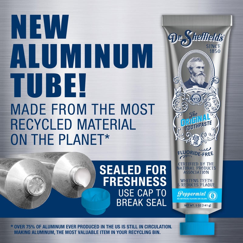 Dr. Sheffield's Dr. Sheffieldâ€™s Certified Natural Toothpaste (Peppermint) - Great Tasting, Fluoride Free Toothpaste/Freshen Your Breath, Whiten Your Teeth, Reduce Plaque (2-Pack) - Image 3