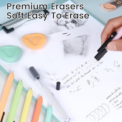 Solati Smooth Mechanical Pencil Set with Erasers, 6PCS Pastel Mechanical Pencils 0.5 & 0.7mm with 4 Tube HB Lead Refill, 2PCS Erasers and 10PCS Eraser Refills for School Supplies Writing (0.5mm+0.7mm) - Image 5