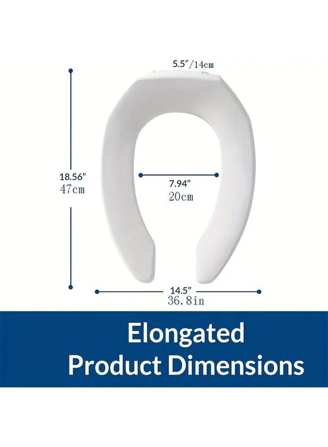 White Heavy Duty Extended Toilet Seat Stainless Steel Hinges Open Front Easy Installation - Image 3