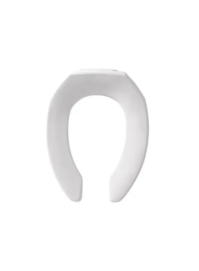White Heavy Duty Extended Toilet Seat Stainless Steel Hinges Open Front Easy Installation - Image 1