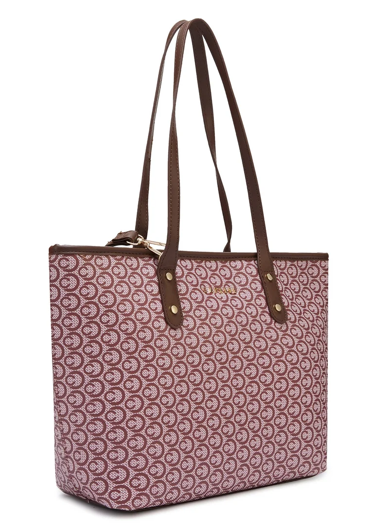 CAPRESE Caprese Callie Printed Brown Faux Leather Large Tote Handbag