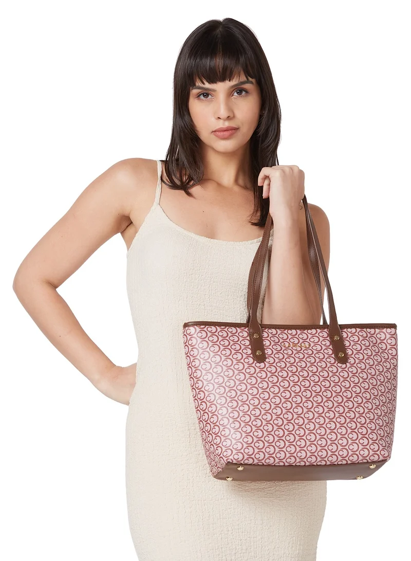 CAPRESE Caprese Callie Printed Brown Faux Leather Large Tote Handbag